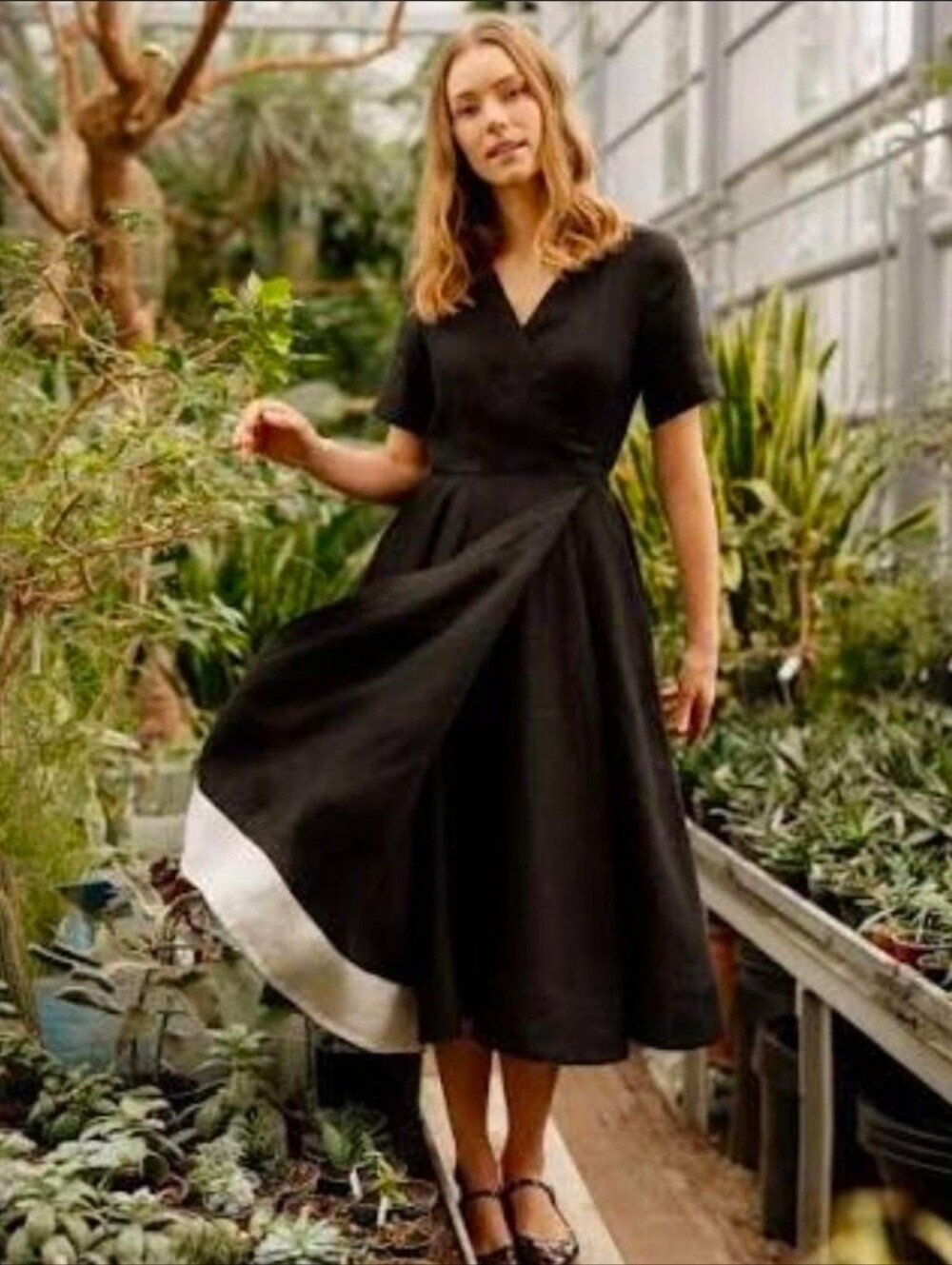 son de flor black linen wrap dress Sson de flor black linen wrap dress sgood